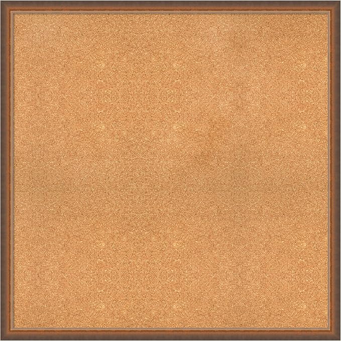 Amanti Art Natural Cork Board for Wall, 36x36 Vision Board with Bronze Frame, Oversize Corkboard Office Decor for Home Organization, Modern Corkboard Pinboard to Display Items for Home Organization-DeskLoop Office