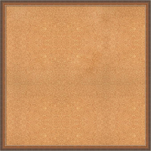 Amanti Art Natural Cork Board for Wall, 36x36 Vision Board with Bronze Frame, Oversize Corkboard Office Decor for Home Organization, Modern Corkboard Pinboard to Display Items for Home Organization-DeskLoop Office