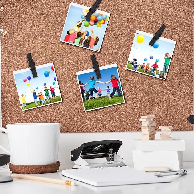 Black Push Pins with Spring-Loaded Wooden Clips, - Image 6
