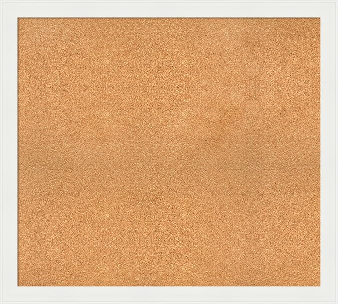 Amanti Art Natural Cork Board for Wall, 35x39 Vision Board with White Frame, X-Large Corkboard Office Decor for Home Organization, Casual Corkboard Pinboard to Display Items for Home Organization in-DeskLoop Office