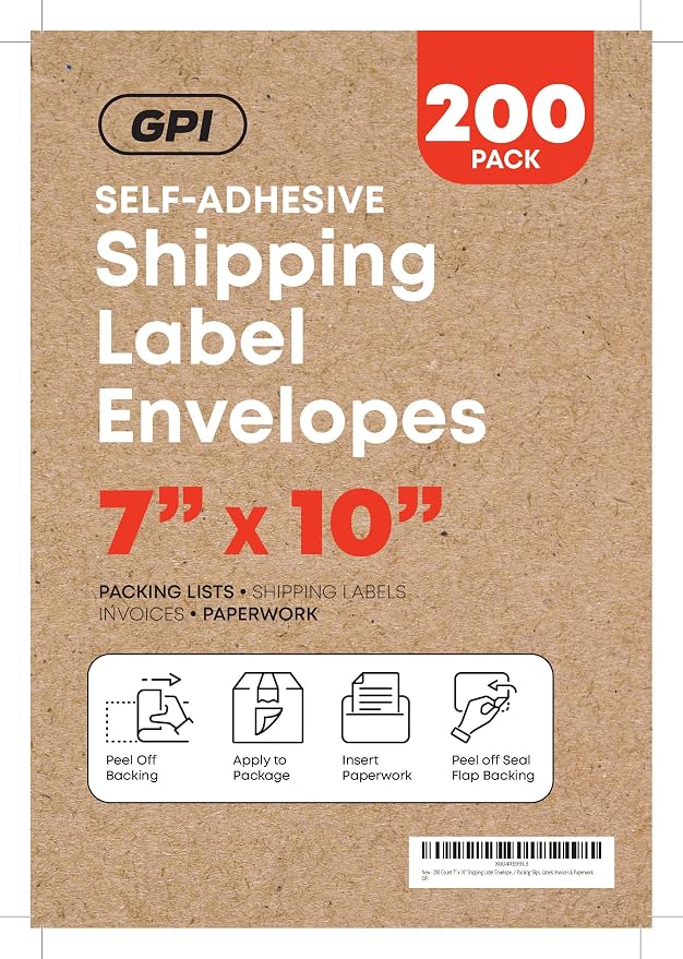 1000 Count 7" x 10" Shipping Label Envelopes, Top Loading - Image 2