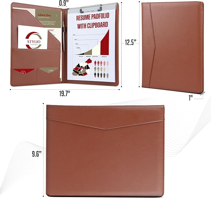 STYLIO Padfolio Folder with Removable Clipboard | Tan Color| Portfolio - Image 3