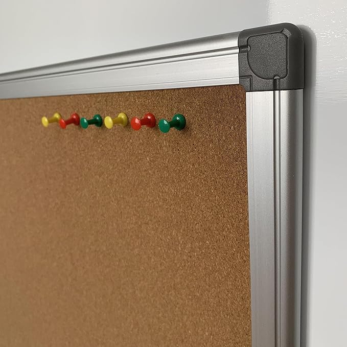BIBOC 24 x 36 inches Cork Board, Bulletin Board,Felt Board, Pin Board, Notice Board, Memo Board for Homes or Offices, 24 X 36 Inches, Silver Aluminium Frame-DeskLoop Office