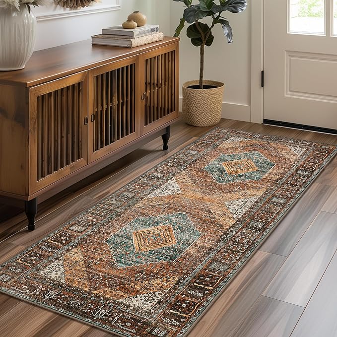 GENIMO 2x5 Runner Rugs for Hallway, Machine Washable Non Slip Vintage Retro Rugs by GENIMO