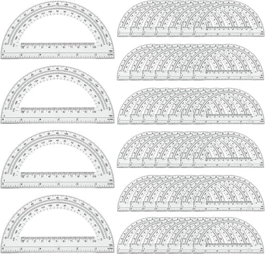 CertBuy 48 Pack Clear Protractor 6 Inch, Plastic Protractor Math Protractors by CertBuy