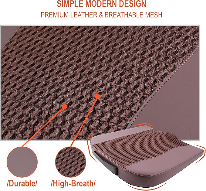 Car Seat Cushion, Comfort Memory Foam Car Cushions for Driving - Sciatica & Lower Back Pain Relief, Driver Seat Pillow for Auto, Office Chair, Wheelchair - 4D Mesh Brown-DeskLoop Office