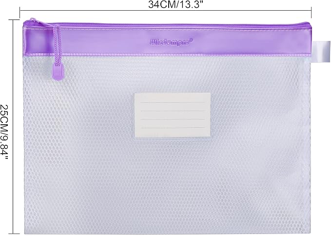 Wisdompro Zipper Pouch, 4 Packs Durable Letter Size Waterproof Mesh File Bag - Image 3