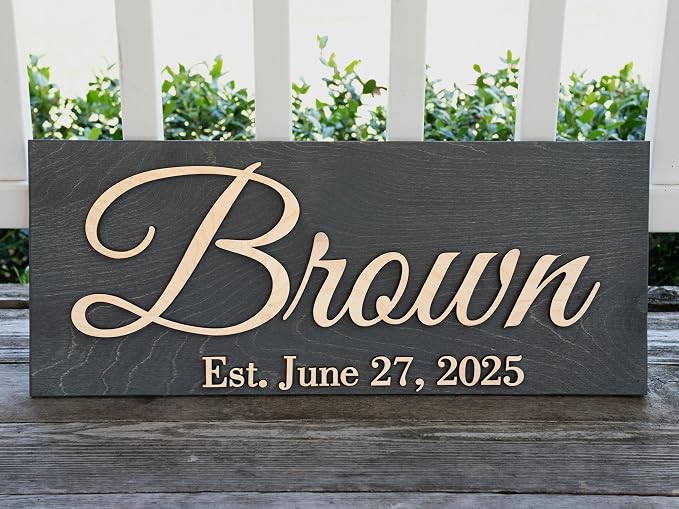 Custom Family Name Sign | Personalized Wooden Wedding Gift | Rustic Last Name - Image 7