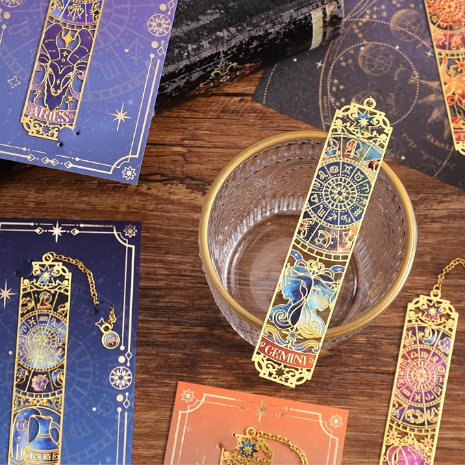 12 PCS Zodiac Theme Metal Bookmark - Image 8