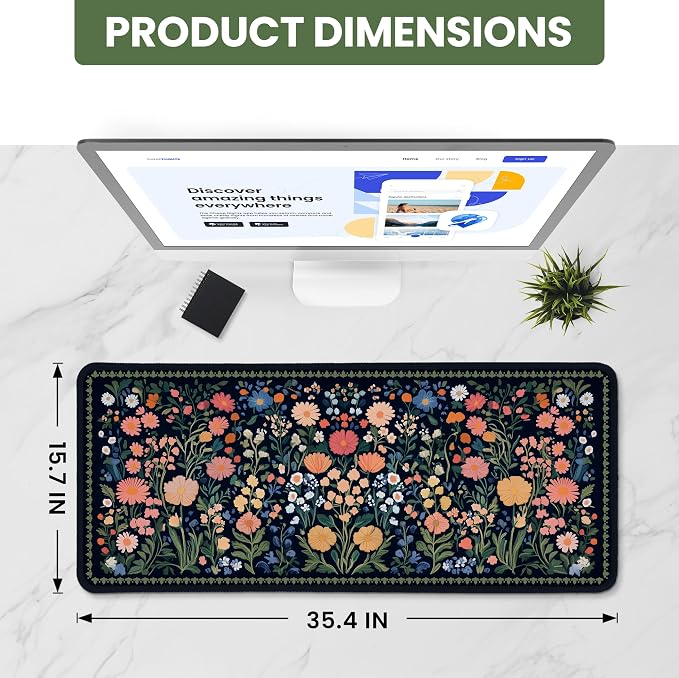 Aesthetic Desk Mat, Cute Whimsy Garden Desk Pad Protector - Image 2