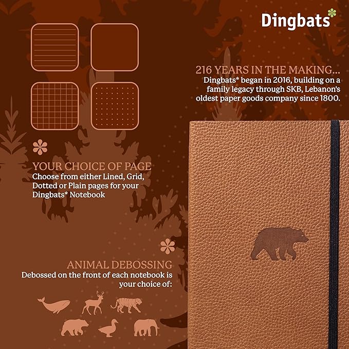 Dingbats A5 Wildlife Ruled Notebook Journal - Premium Vegan Leather Softcover Executive Journal for Women & Men - Work, Note Taking, Writing & Travel-DeskLoop Office