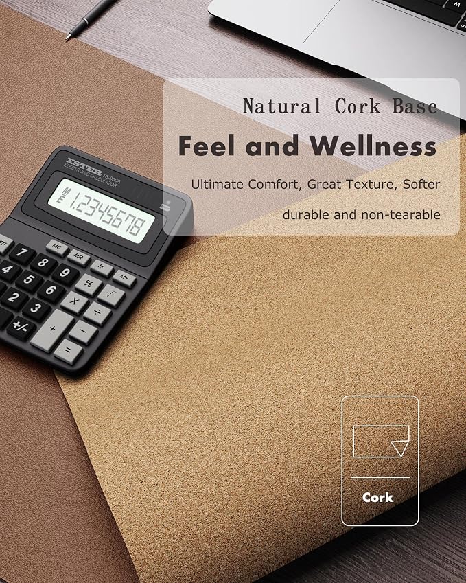 YSAGi Double-Sided Desk Pad, Leather Desk Mat, Eco Cork Desk Pad Protector - Image 3