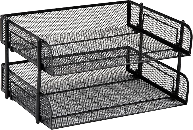 Mind Reader Stackable Paper Tray, Desktop Organizer, File Storage, Metal Mesh - Image 7