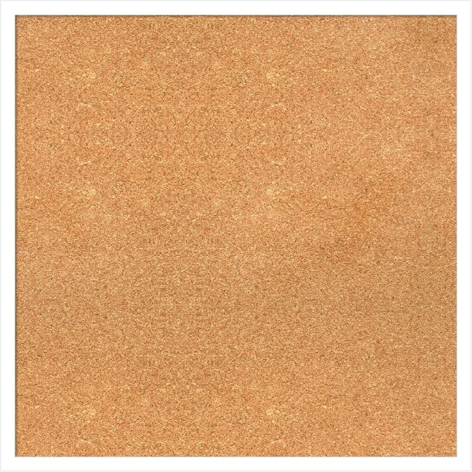 Amanti Art Natural Cork Board for Wall, 25x25 Vision Board with White Frame, Medium Corkboard Office Decor for Home Organization, Modern Corkboard Pinboard to Display Items for Home Organization in-DeskLoop Office