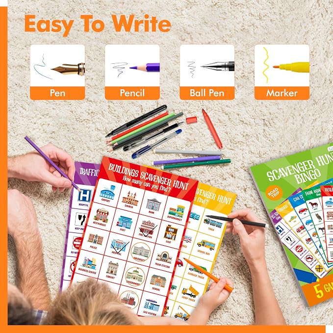 Road Trip Game Pad, 5 Games in 1, Pen Pencil Paper Game, Plane Trip/ Car - Image 5