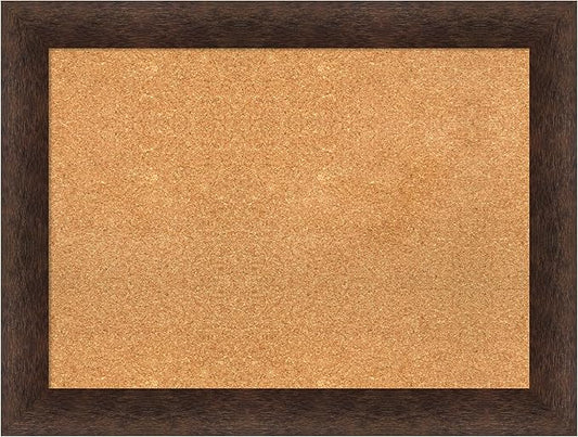 Amanti Art Natural Cork Board for Wall, 25x33 Vision Board with Brown Wood Frame, Medium Corkboard Office Decor for Home Organization, Casual Corkboard Pinboard to display items for home organization-DeskLoop Office