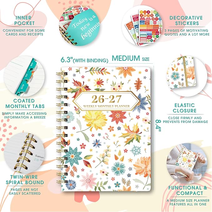Planner 2026-2027 Weekly and Monthly Calendar Planner Jul 2026-Jun 2027 | - Image 5