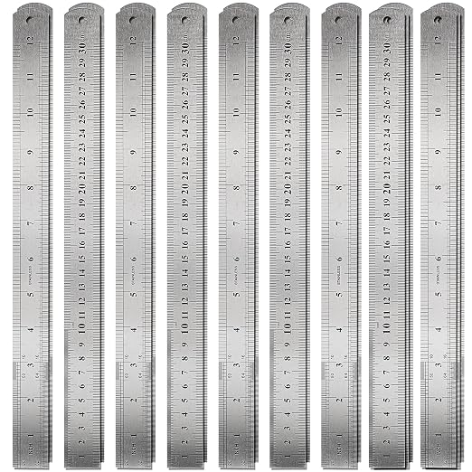 30 Pack 12 Inches Stainless Steel Rulers, Straight Edge Ruler, Precision Metal by ZEONHAK