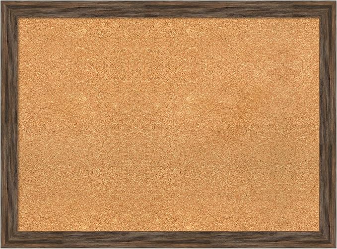 Amanti Art Natural Cork Board for Wall, 23x31 Vision Board with Brown Wood Frame, Medium Corkboard Office Decor for Home Organization, Rustic Farmhouse Corkboard Pinboard to display items for home-DeskLoop Office