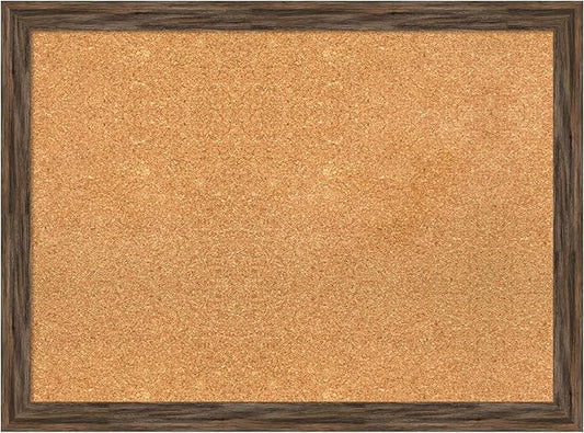 Amanti Art Natural Cork Board for Wall, 23x31 Vision Board with Brown Wood Frame, Medium Corkboard Office Decor for Home Organization, Rustic Farmhouse Corkboard Pinboard to display items for home-DeskLoop Office