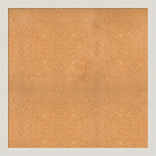Amanti Art Natural Cork Board for Wall, 39x39 Vision Board with White Frame, Oversize Corkboard Office Decor for Home Organization, Country Rustic Corkboard Pinboard to Display Items for Home-DeskLoop Office