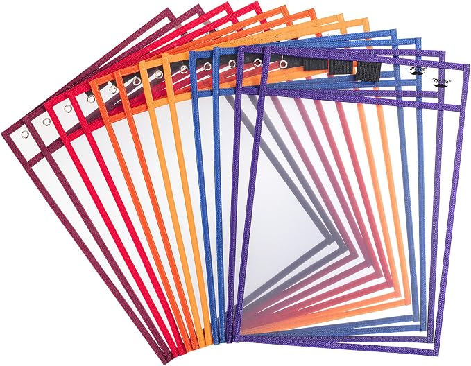 Mr. Pen- Reusable Dry Erase Pocket Sleeves, 12 Pack, Colorful | Sunset Color by MrPen