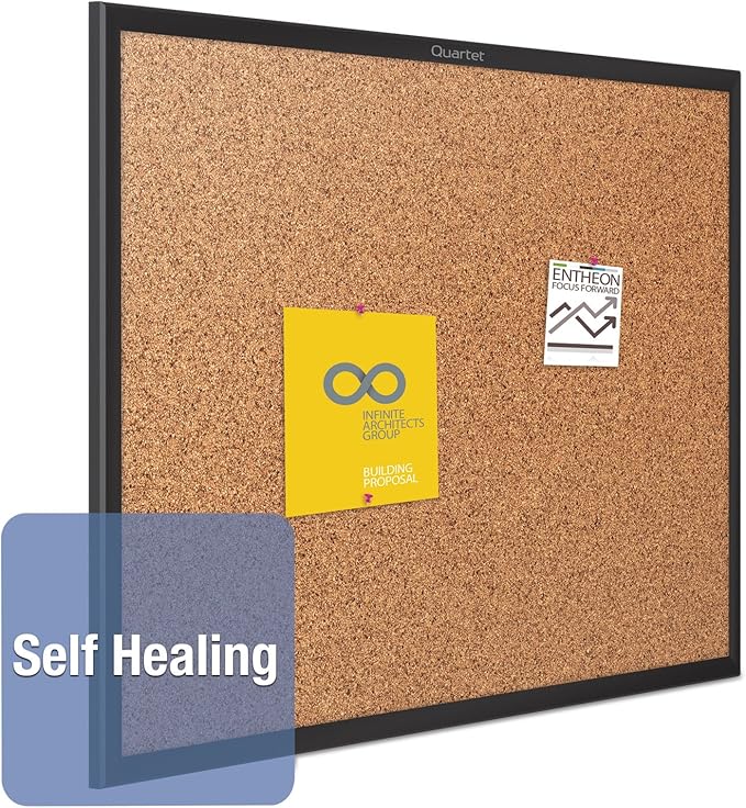 Quartet Cork Board, Bulletin Board, 8' x 4' Corkboard, Black Frame (2308B)-DeskLoop Office
