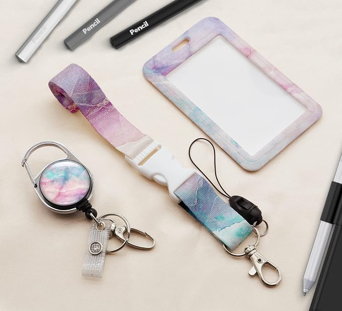 ID Badge Holder with Lanyard, Retractable ID Badge Card Holders Detachable Neck - Image 2