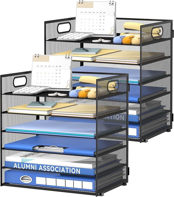 Daltack 6 Tier Paper Organizer for Desk, Paper Letter Tray Organizer for Desks by DALTACK
