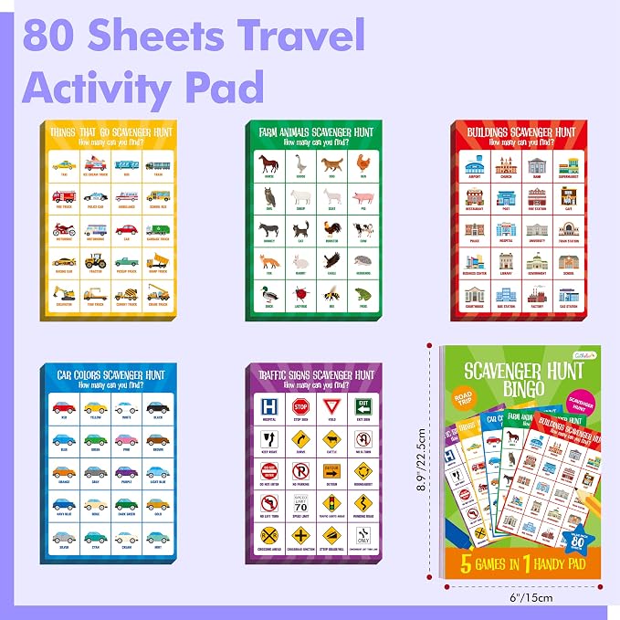 Road Trip Game Pad, 5 Games in 1, Pen Pencil Paper Game, Plane Trip/ Car - Image 2