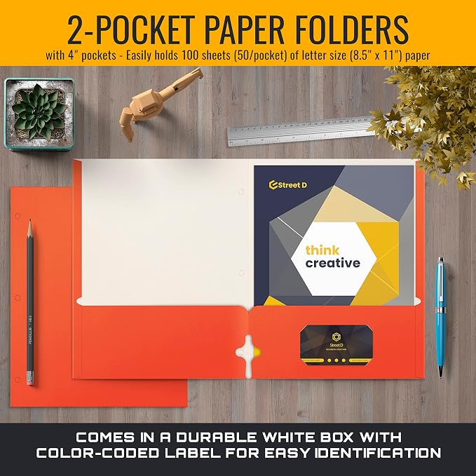 Better Office Products Two Pocket Portfolio Folders, Letter Size Paper Folders - Image 3