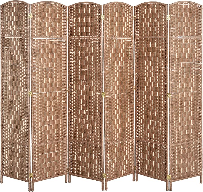 NicBex Room Divider 6 Panel Room Dividers with Woven Rattan Design Partition Room Dividers and Folding Privacy Screens 6 FT Wall Divider for Office,Room Separation,106.25"W x 0.75"D x 70.75"H, Natural-DeskLoop Office