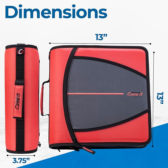 Case-it Mighty Zip Tab School Zipper Binder | 3-Inch O-Rings, 600-Sheet Capacity - Image 5
