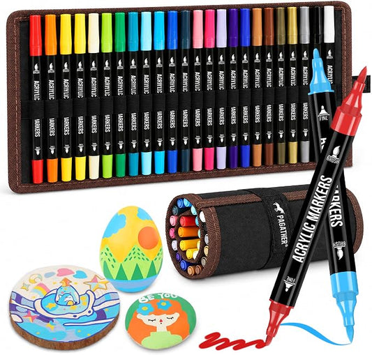 Pagather 24 Colors Acrylic Paint Markers, Dual Tip by Pagather