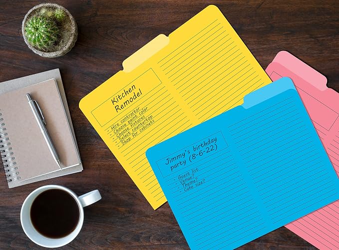 Better Office Products Lined File Folders, 12 Pack, Heavyweight, 1/3 Cut Tabs - Image 2