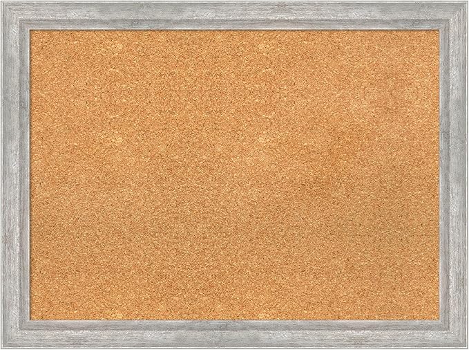 Amanti Art Natural Cork Board for Wall, 23x31 Vision Board with Silver Wood Frame, Medium Corkboard Office Decor for Home Organization, Modern Contemporary Corkboard Pinboard to display items for home-DeskLoop Office