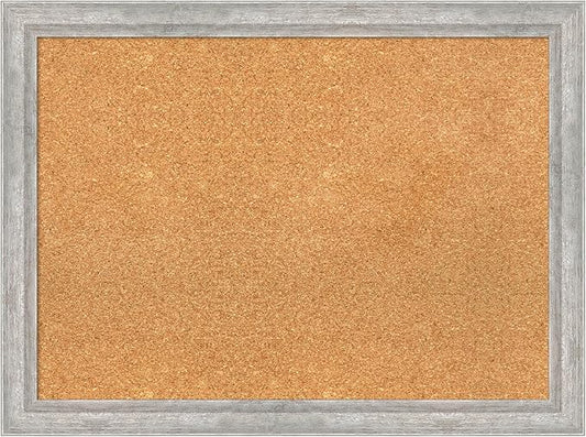 Amanti Art Natural Cork Board for Wall, 23x31 Vision Board with Silver Wood Frame, Medium Corkboard Office Decor for Home Organization, Modern Contemporary Corkboard Pinboard to display items for home-DeskLoop Office
