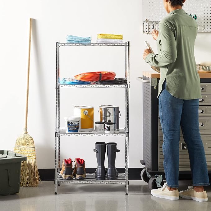 Amazon Basics 4-Shelf Adjustable, Storage Shelving Unit, Steel Organizer Wire - Image 2