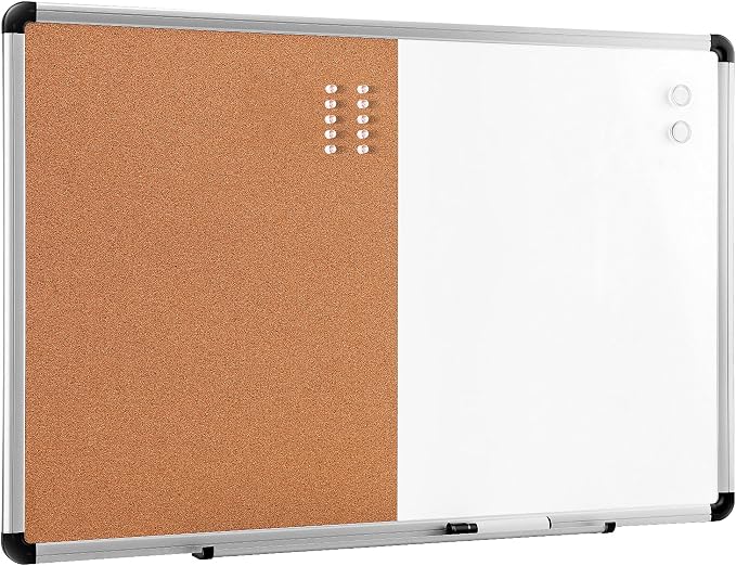 Amazon Basics Magnetic Dry Erase Whiteboard & Cork Board Combo, Wall Mounted by AmazonBasics