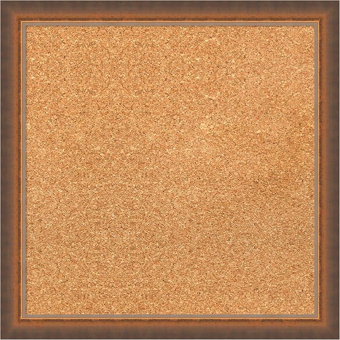 Amanti Art Natural Cork Board for Wall, 18x18 Vision Board with Bronze Frame, Small Corkboard Office Decor for Home Organization, Modern Corkboard Pinboard to Display Items for Home Organization in-DeskLoop Office