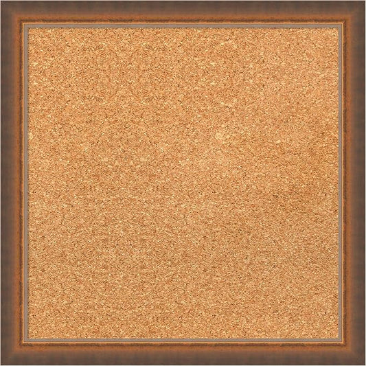 Amanti Art Natural Cork Board for Wall, 18x18 Vision Board with Bronze Frame, Small Corkboard Office Decor for Home Organization, Modern Corkboard Pinboard to Display Items for Home Organization in-DeskLoop Office