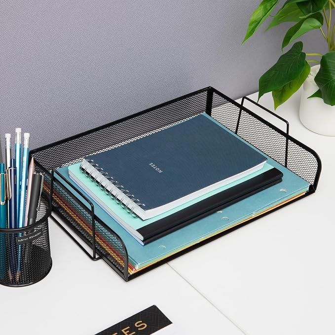 Mind Reader Stackable Paper Tray, Desktop Organizer, File Storage, Metal Mesh - Image 6
