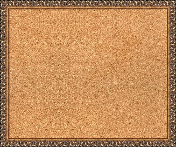 Amanti Art Natural Cork Board for Wall, 20x24 Vision Board with Bronze Frame, Medium Corkboard Office Decor for Home Organization, Traditional Corkboard Pinboard to Display Items for Home-DeskLoop Office