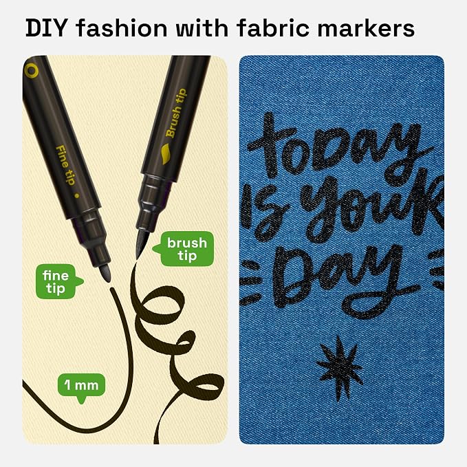 ARTISTRO 5 Black Fabric Markers - Image 2