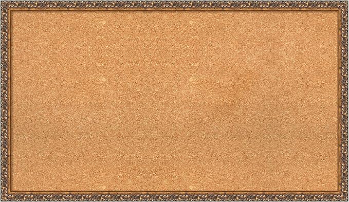 Amanti Art Natural Cork Board for Wall, 22x38 Vision Board with Bronze Frame, Large Corkboard Office Decor for Home Organization, Traditional Corkboard Pinboard to Display Items for Home Organization-DeskLoop Office
