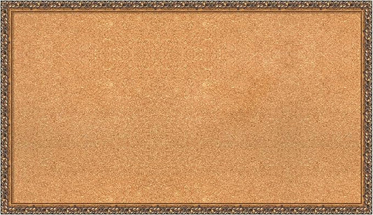 Amanti Art Natural Cork Board for Wall, 22x38 Vision Board with Bronze Frame, Large Corkboard Office Decor for Home Organization, Traditional Corkboard Pinboard to Display Items for Home Organization-DeskLoop Office