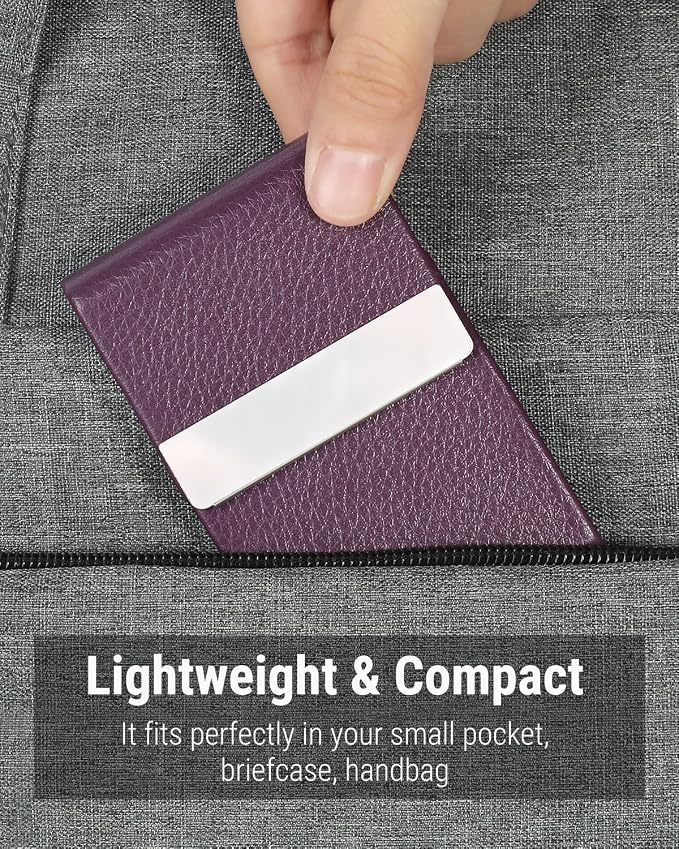 MaxGear Business Card Holder, PU Leather Business Card Case, Magnetic Closure - Image 6