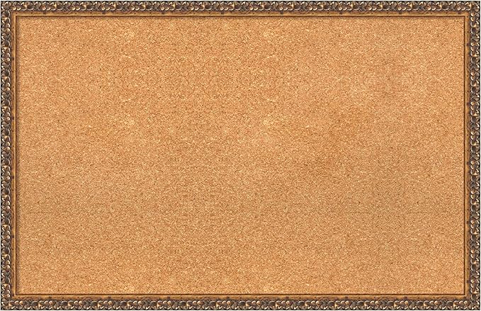 Amanti Art Natural Cork Board for Wall, 22x34 Vision Board with Bronze Frame, Large Corkboard Office Decor for Home Organization, Traditional Corkboard Pinboard to Display Items for Home Organization-DeskLoop Office