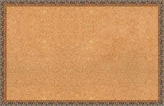 Amanti Art Natural Cork Board for Wall, 22x34 Vision Board with Bronze Frame, Large Corkboard Office Decor for Home Organization, Traditional Corkboard Pinboard to Display Items for Home Organization-DeskLoop Office