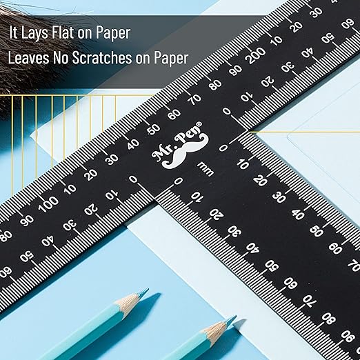 Mr. Pen - T Square, T Ruler, 12 inch Metal Ruler, T Square Ruler, Drafting Tools, Architect Ruler, Set Square, Drafting Ruler, Tsquare, Truler, Architectural Triangle, Tee Ruler, L Square, Scale Ruler-DeskLoop Office
